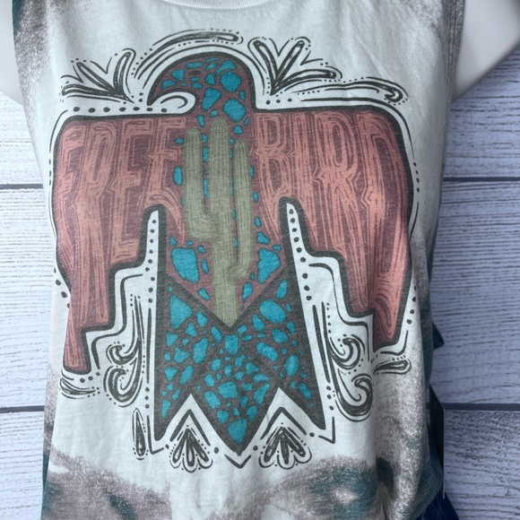 “Free Bird” Bleached Tie Dyed Sublimation Muscle Tank Top Next Level 💗 - Picture 4 of 6